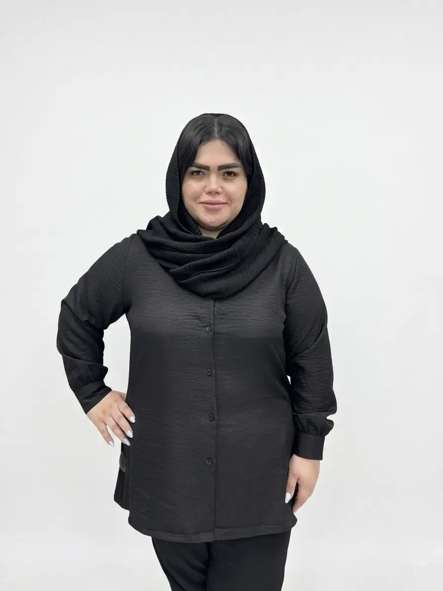 شومیز یقه مردانه گل ریز سایز بزرگ زنانه